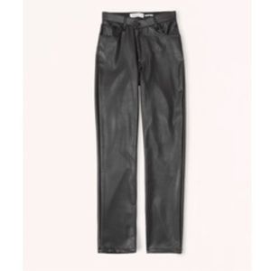 Abercrombie Criss-Cross Waistband Vegan Leather 90s Straight Pant